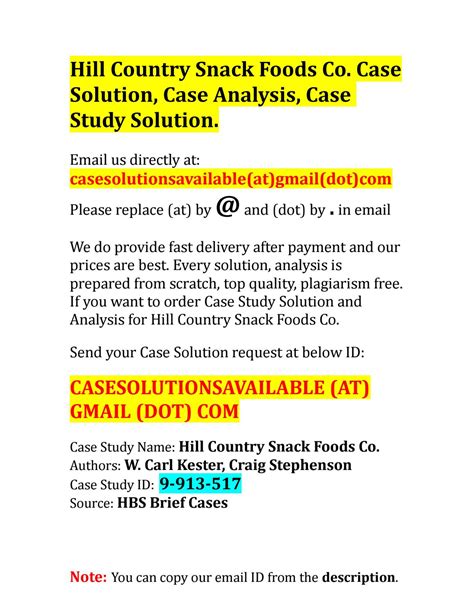 hill country snack foods case solution Reader